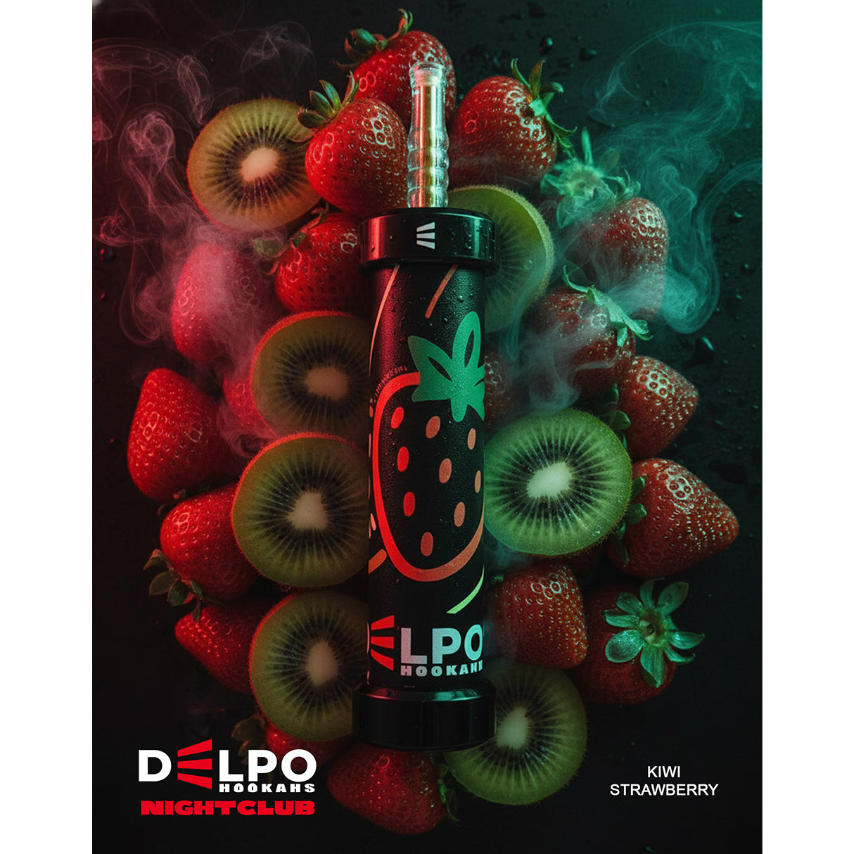 Delpo Hookahs Kiwi Strawberry 'Nightclub' 40K Puffs Healthy Vaping Alternative Blakk Smoke No Nicotine No Tobacco Disposable E-Hookah www.delpohookahs.com