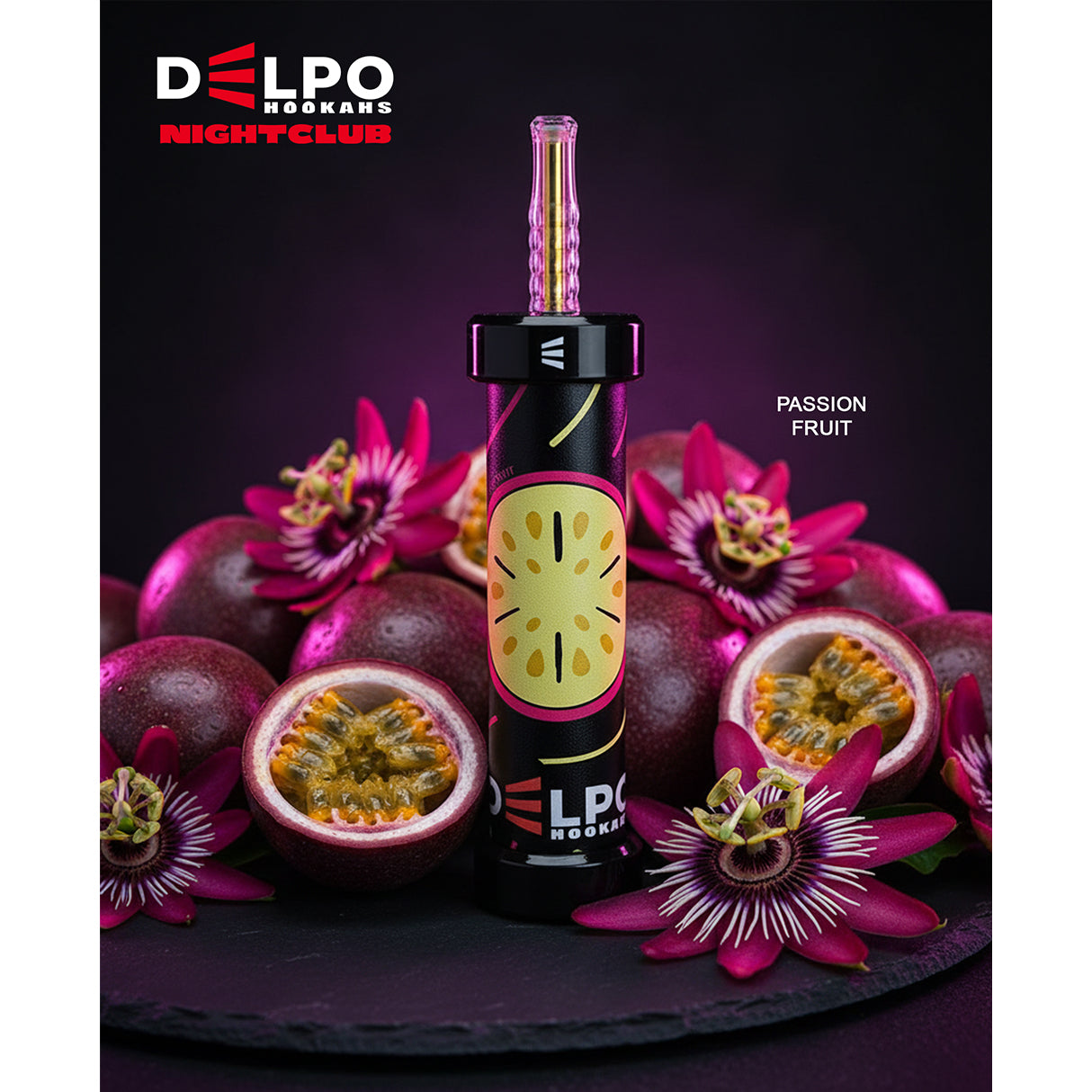 Delpo Hookahs 'Nightclub' 40K Puffs Passion Fruit Disposable E-Hookah www.delpohookahs.com