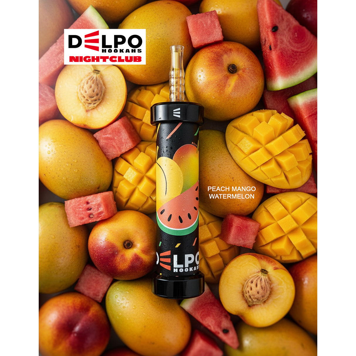 Delpo Hookahs 'Nightclub' 40K Puffs Peach Mango Watermelon Disposable E-Hookah www.delpohookahs.com