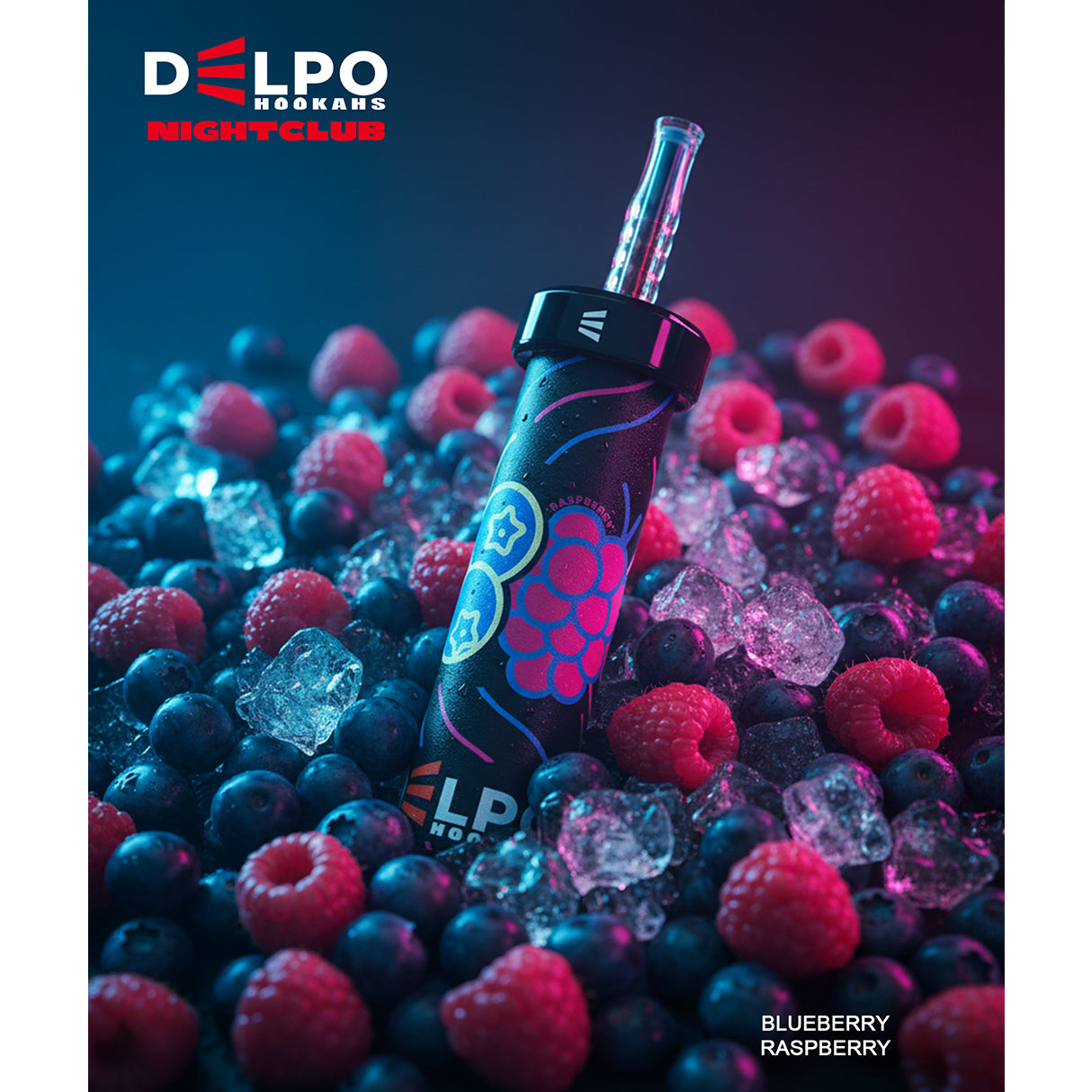 Delpo Hookahs 'Nightclub' 40K Puffs Blueberry Raspberry Disposable E-Hookah www.delpohookahs.com