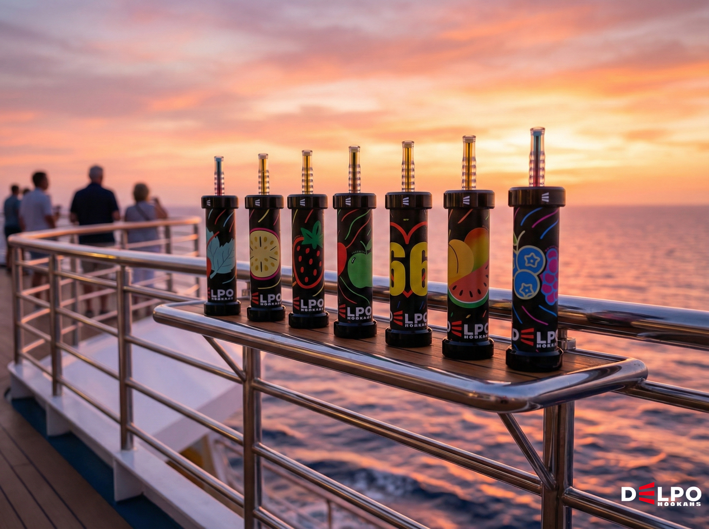 Delpo Hookahs Seven Flavors Cruise Ship 'Nightclub' 40K Puffs Healthy Vaping Alternative Blakk Smoke Hopo Hookah Vapes No Nicotine No Tobacco Disposable E-Hookah www.delpohookahs.com