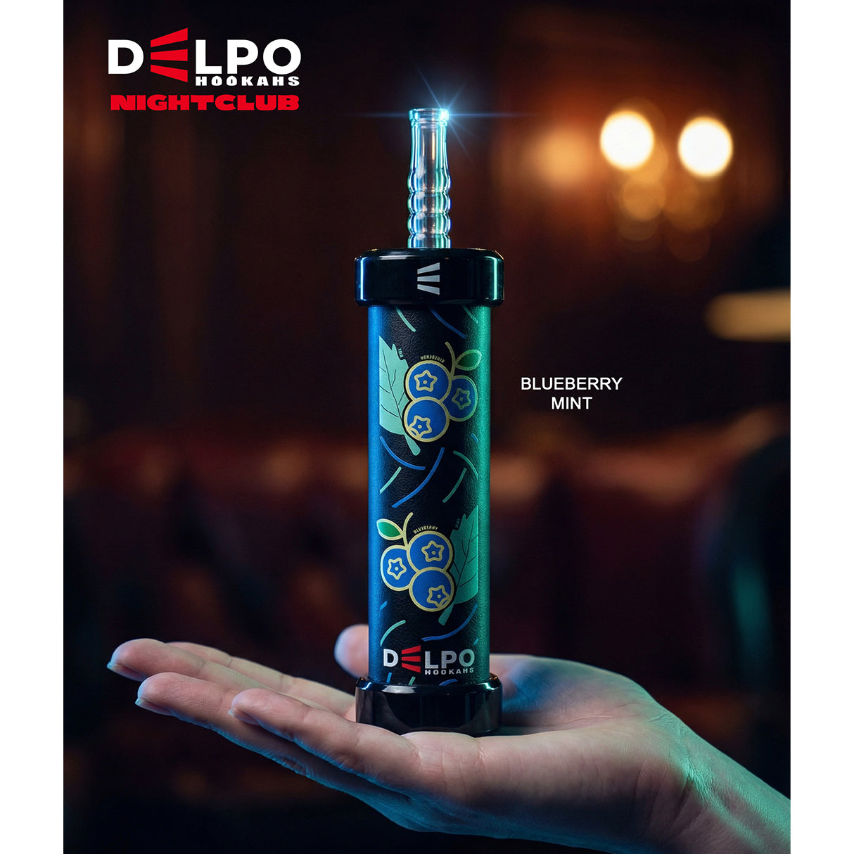Delpo Hookahs Blueberry Mint 'Nightclub' 40K Puffs Portable Healthy Vaping Alternative Blakk Smoke Hopo Hookah Portable Vape No Nicotine No Tobacco Disposable E-Hookah www.delpohookahs.com