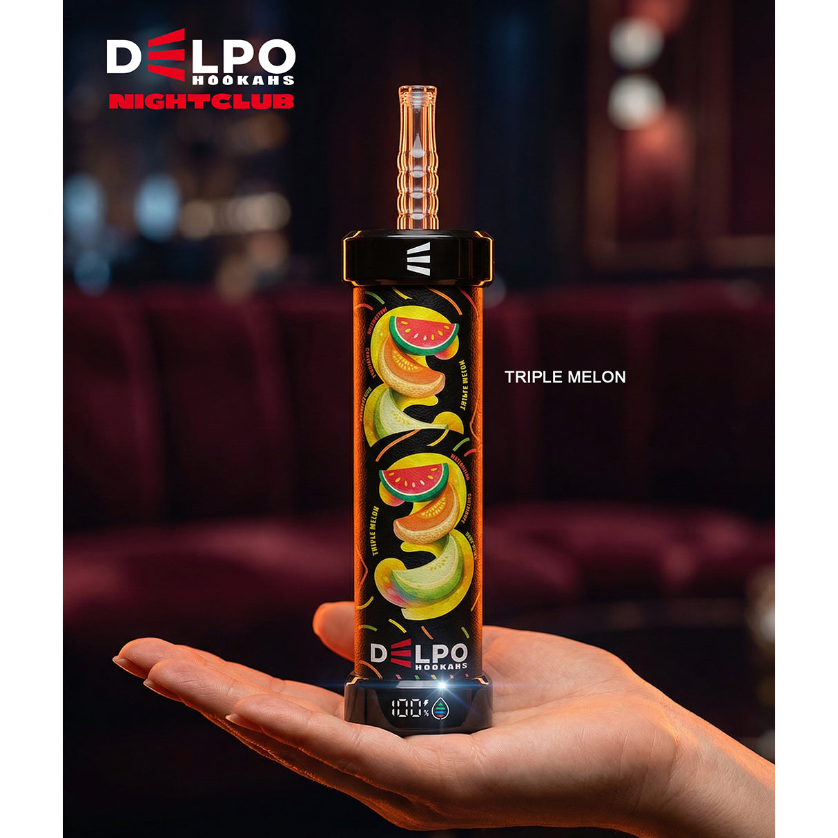 Delpo Hookahs Triple Melon 'Nightclub' 40K Puffs Portable Healthy Vaping Alternative Blakk Smoke Hopo Hookah Portable Vape No Nicotine No Tobacco Disposable E-Hookah www.delpohookahs.com
