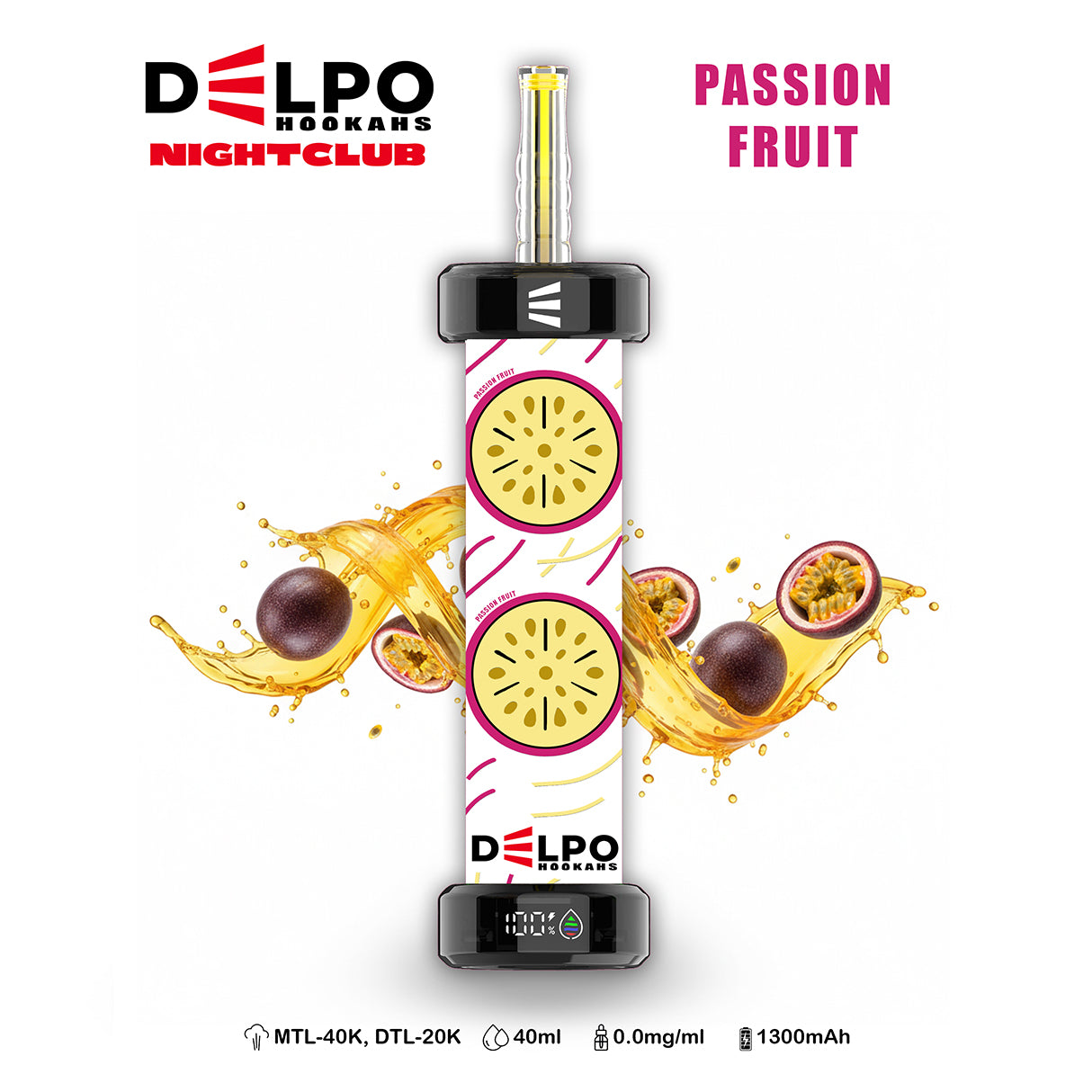 Delpo Hookahs 'Nightclub' 40K Puffs Nicotine-Free Passion Fruit Disposable E-Hookah www.delpohookahs.com